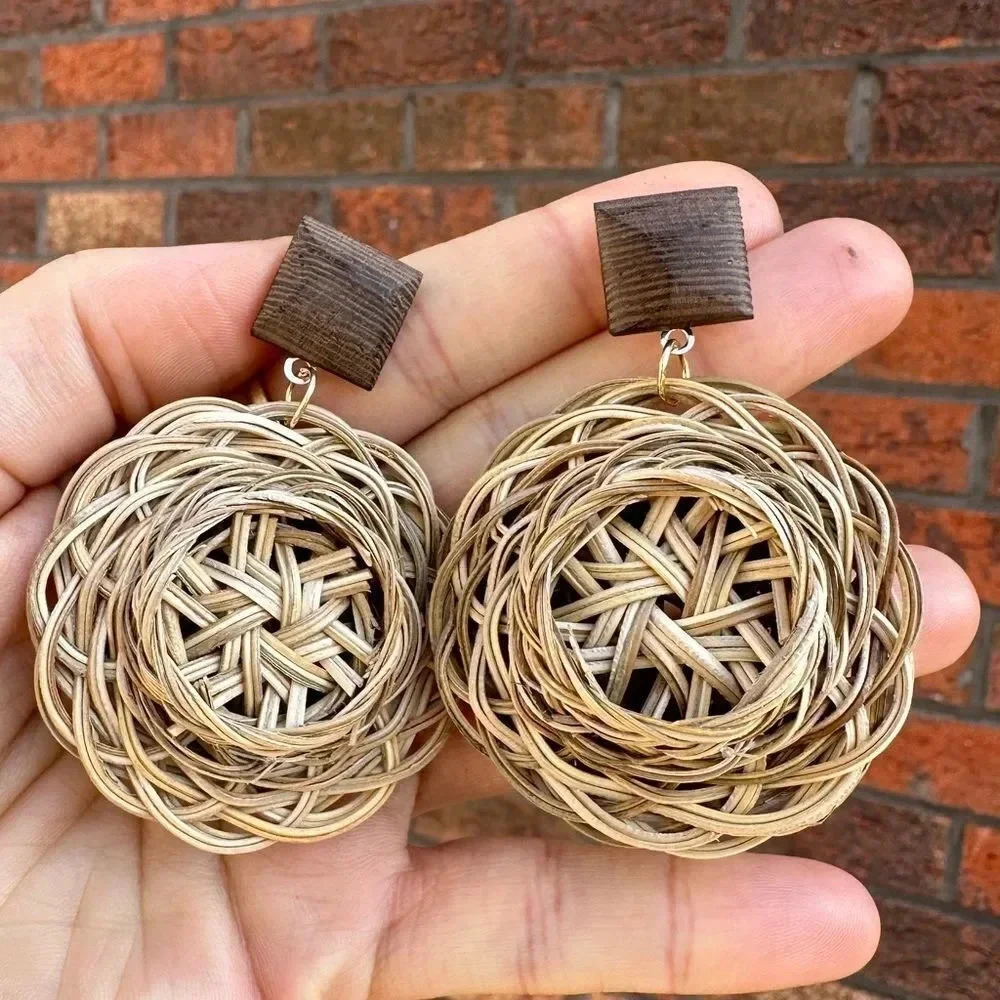 Anthro Rattan Knit Bohemian Earrings - Picture 8 of 10